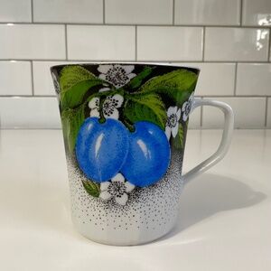 Chodziez Ceramic Mug White Flowers Plumes Made in Poland